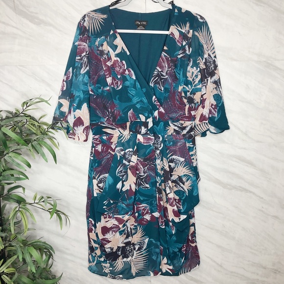 City Chic Dresses & Skirts - City Chic Faux Wrap Dress Plus Size M/18